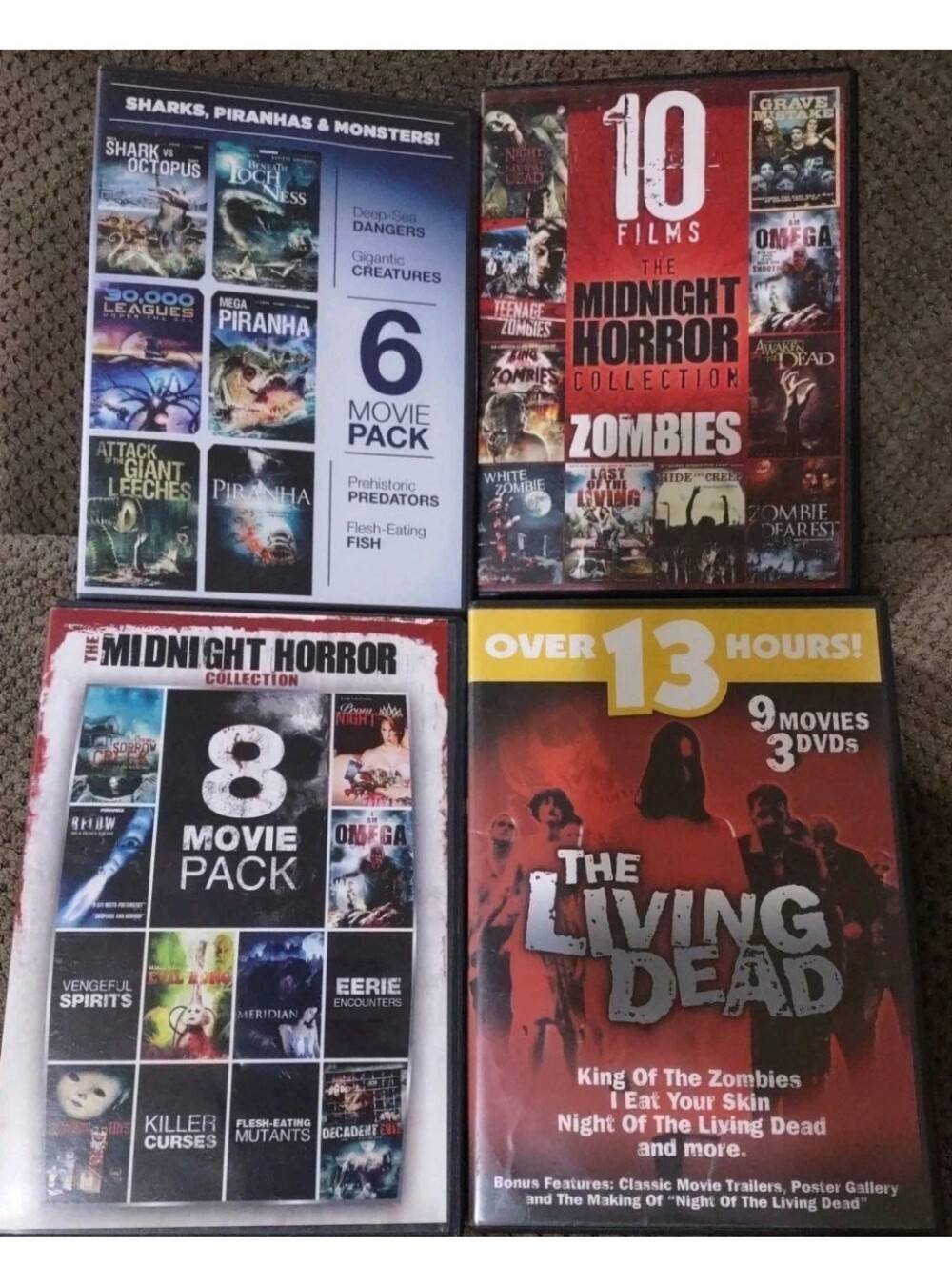 Midnight Horror Movie Collection 9 Disc Total-33 Movies DVD EUC